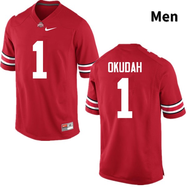 Men's Ohio State Buckeyes #1 Jeffrey Okudah Red Game College Stitched Football Jersey 23ND046PC